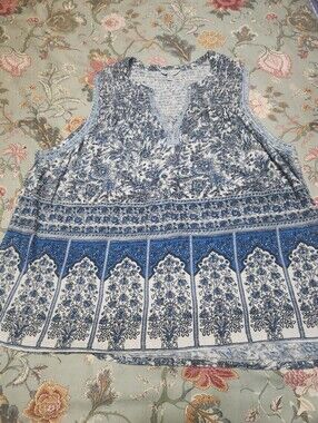 Lucky Brand Patterned Sleeveless Top Multi Color Size Extra Large